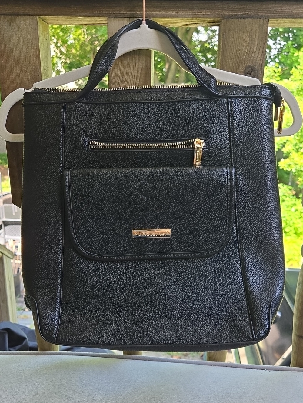 Black Convertible Crossbody/Backpack with Gold Hardware
